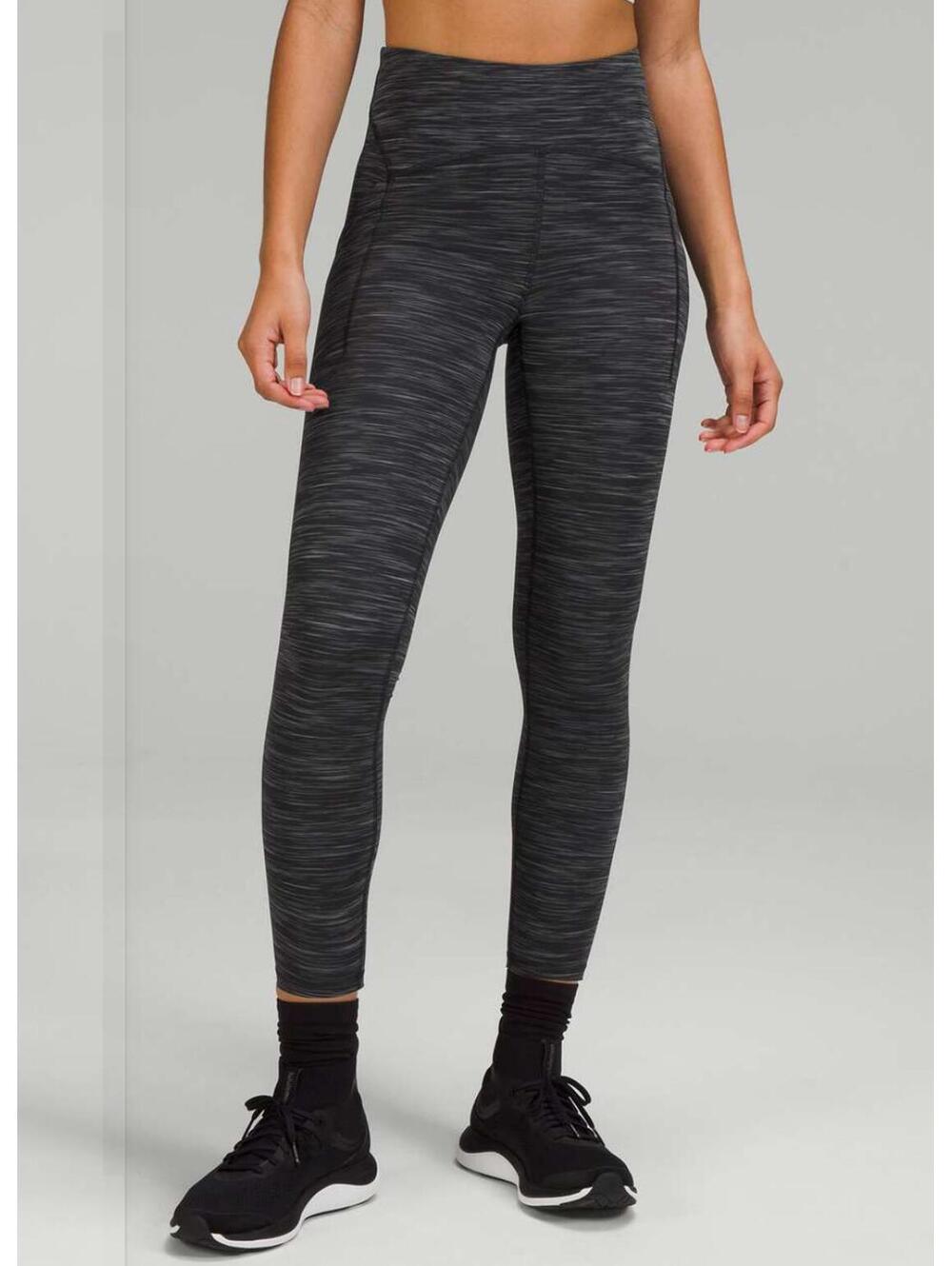 Pre-Owned Lululemon Power Thru High-Rise Tight 25" Heathered Black Size 12